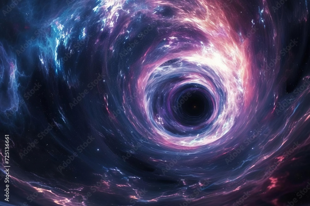 Poster an intergalactic portal with swirling energy fields and a pathway to unknown dimensions
