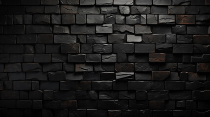 Abstract Black Brick Pattern with Detailed Textured Surface