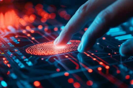 A biometric scanner analyzing a fingerprint for secure access