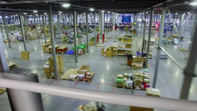People work in Ozon company logistic center