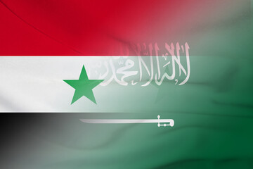 Syria and Saudi Arabia political flag international relations SAU SYR
