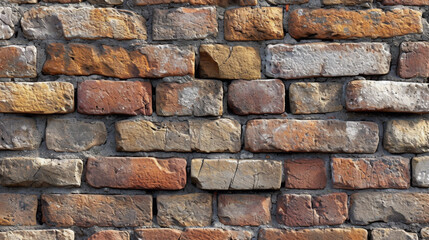 Naklejka premium Old Textured Brickwork Background with Mixed Color Stones