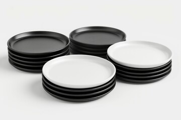 Ceramic plates. Backdrop with selective focus and copy space