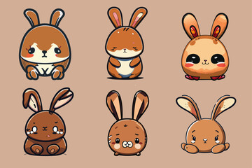 A cute and sad rabbit illustration for childrens