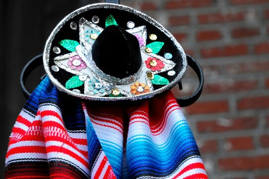 Sombrero, ponchos, souvenirs, Olvera Street, Los Angeles, California, USA, North America