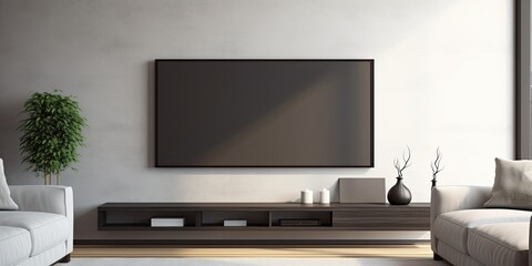 Modern flat screen TV mounted on living room wall.