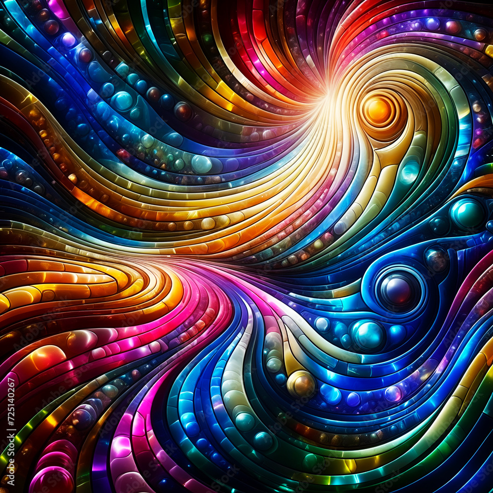 Wall mural abstract texture computer wallpaper and background with waves and curves in vivid colors. artistic p