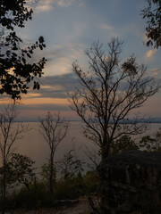 Obraz premium Sunset at Wat Phra Bat Phu Pan Kham ,Ubobrat Dam,Thailand