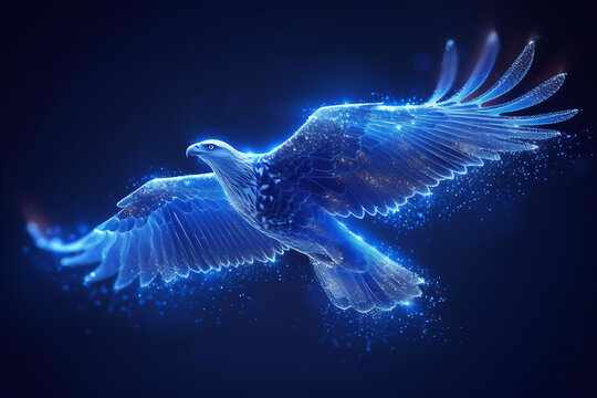 eagle. Digital wireframe polygon illustration. technology of lines and points.