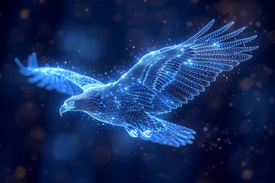 eagle. Digital wireframe polygon illustration. technology of lines and points.