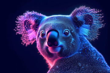 koala. Digital wireframe polygon illustration. technology of lines and points.