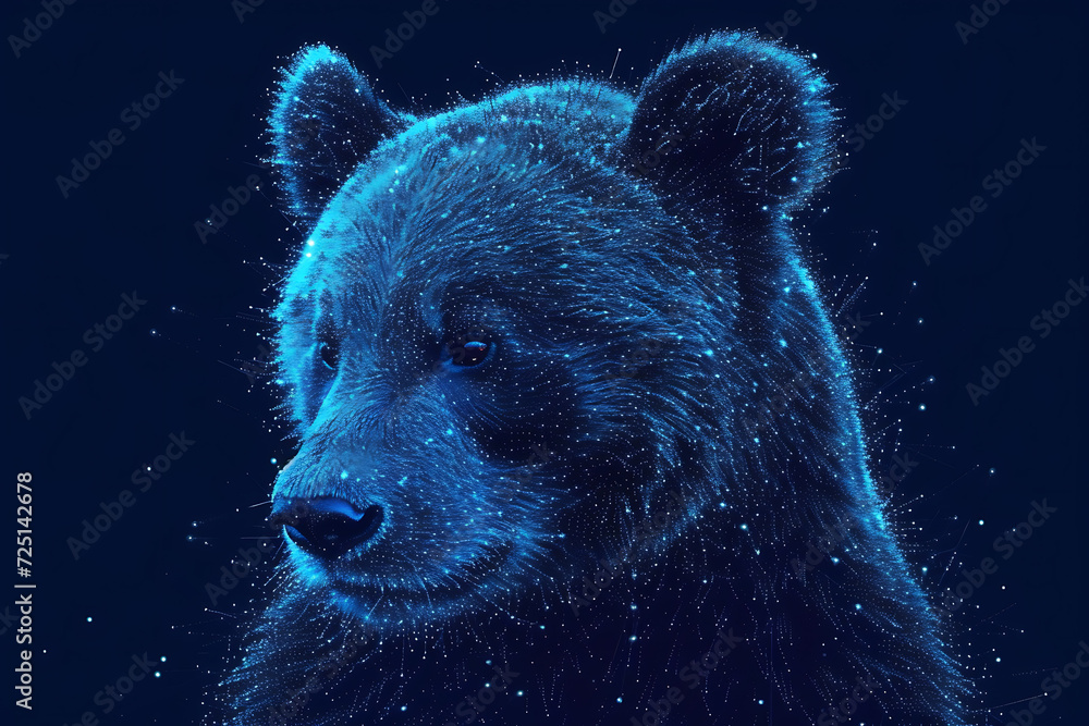 Poster bear. digital wireframe polygon illustration. technology of lines and points.