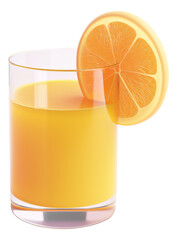 3D Glass of orange juice isolated.