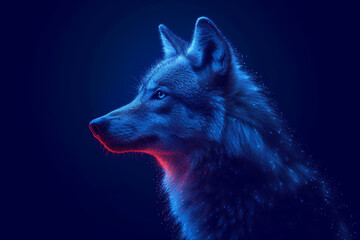 wolf. Digital wireframe polygon illustration. technology of lines and points.