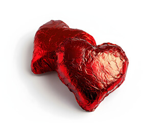 red heart shaped chocolate on white background