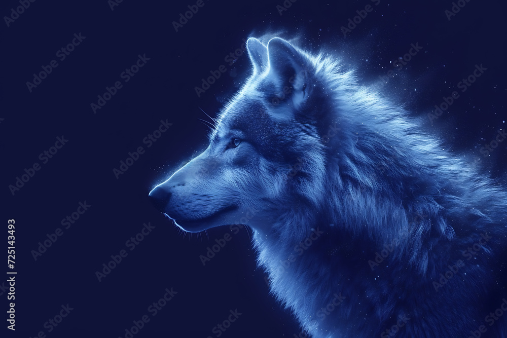 Poster wolf. digital wireframe polygon illustration. technology of lines and points.