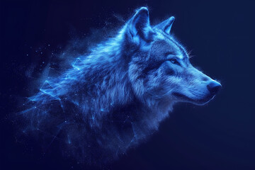 wolf. Digital wireframe polygon illustration. technology of lines and points.