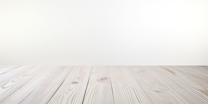 White wooden table isolated on white background. Perspective view. Selective focus.
