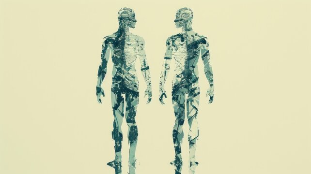 digital art piece illustrating the balance of proportions in the human body, aesthetically pleasing