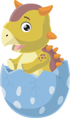 Fototapeta premium Cute baby ankylosaurus cartoon hatching from egg