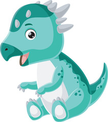 Cute baby pachycephalosaurus dinosaur cartoon
