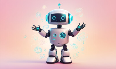 Fototapeta premium adorable robot set against a light gradient background