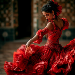 Naklejka premium Resolution: High-Resolution Travel Photograph: Captivating Flamenco Dancer