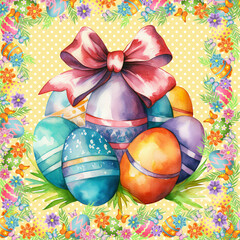 Watercolor easter eggs colorful illustration