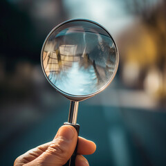 Exploration Concept: High-Quality Travel Photograph with Magnifying Glass