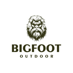 Bigfoot head outdoor logo vector illustration