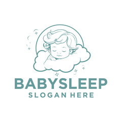 Cute baby sleep logo vector illustration