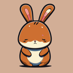 A cute and sad rabbit cub illustration for childrens var 1