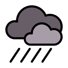 Heavy Rain weather icon with flat line style