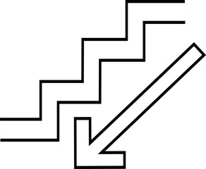 Stairway sign, downstairs icon. Replaceable vector design.