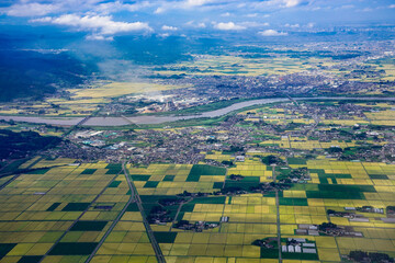 上空から見た田園風景（宮城県亘理町）