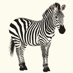 Fototapeta na wymiar A vector black silhouette zebra on white background.