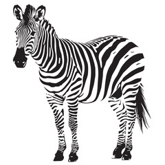 Fototapeta na wymiar A vector black silhouette zebra on white background.