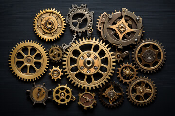 Assortment of Different Sized Steampunk Gears