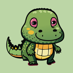 A cute and sad crocodile cub illustration for childrens var 1