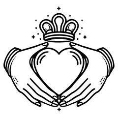 Irish Claddagh Sign Lucky SVG St Patricks Day Svg Ireland Clipart Clover Love Loyalty Friendship Files for Cricut Cut Files For Silhouette Vector shirt svg Irish Claddagh Doodle Style