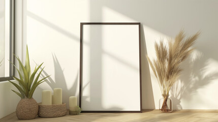 blame frame for mockup, frame hanging on a wall, beautiful, white space in frame, do not block frame