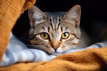 Portrait of a brown tabby cat