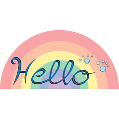 Hello card with rainbow and paw prints