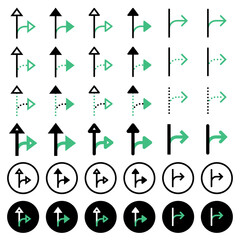 Various arrow icons related to directions.
