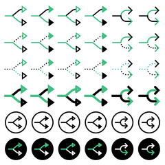 Various arrow icons related to directions.
