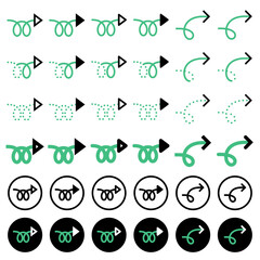 Various arrow icons related to directions.
