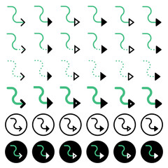 Various arrow icons related to directions.
