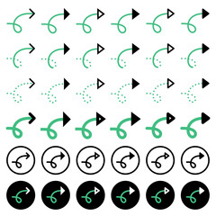 Various arrow icons related to directions.
