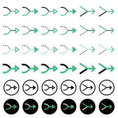 Various arrow icons related to directions.
