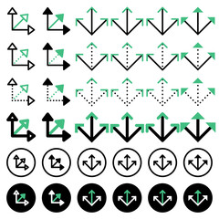 Various arrow icons related to directions.

